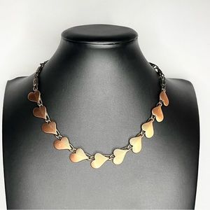 LOVE Heart Choker Collar Necklace Copper 12-15"